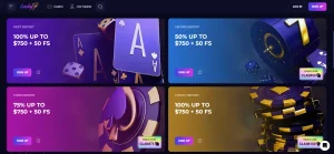 Lucky7even AU promotions page with welcome and reload offers