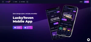 Lucky7even official install page with Android and iPhone web-app instructions